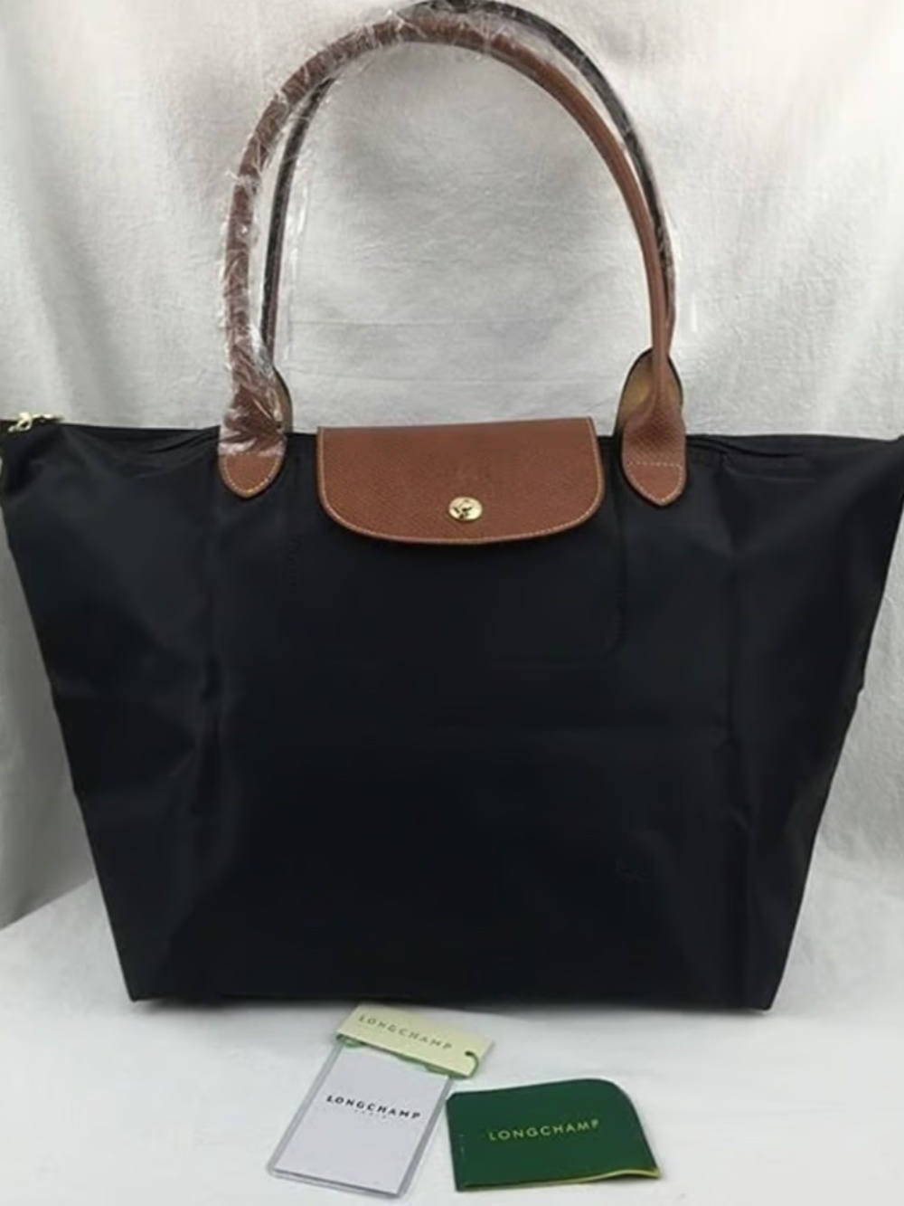 NWT Longchamp Le Pliage Original Large Tote Bag Black Nylon Shoulder Bag